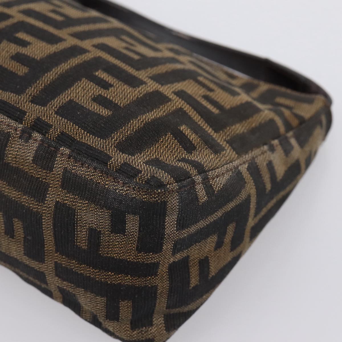 FENDI Zucca Canvas Hand Bag Black Brown Auth ep16858