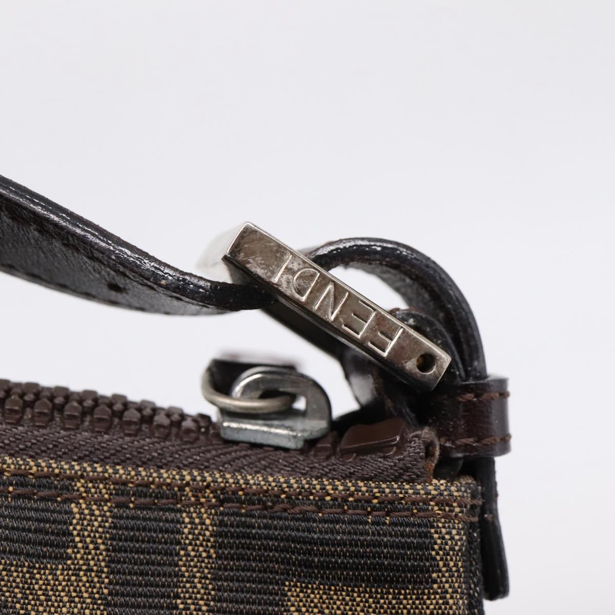 FENDI Zucca Canvas Hand Bag Black Brown Auth ep16858