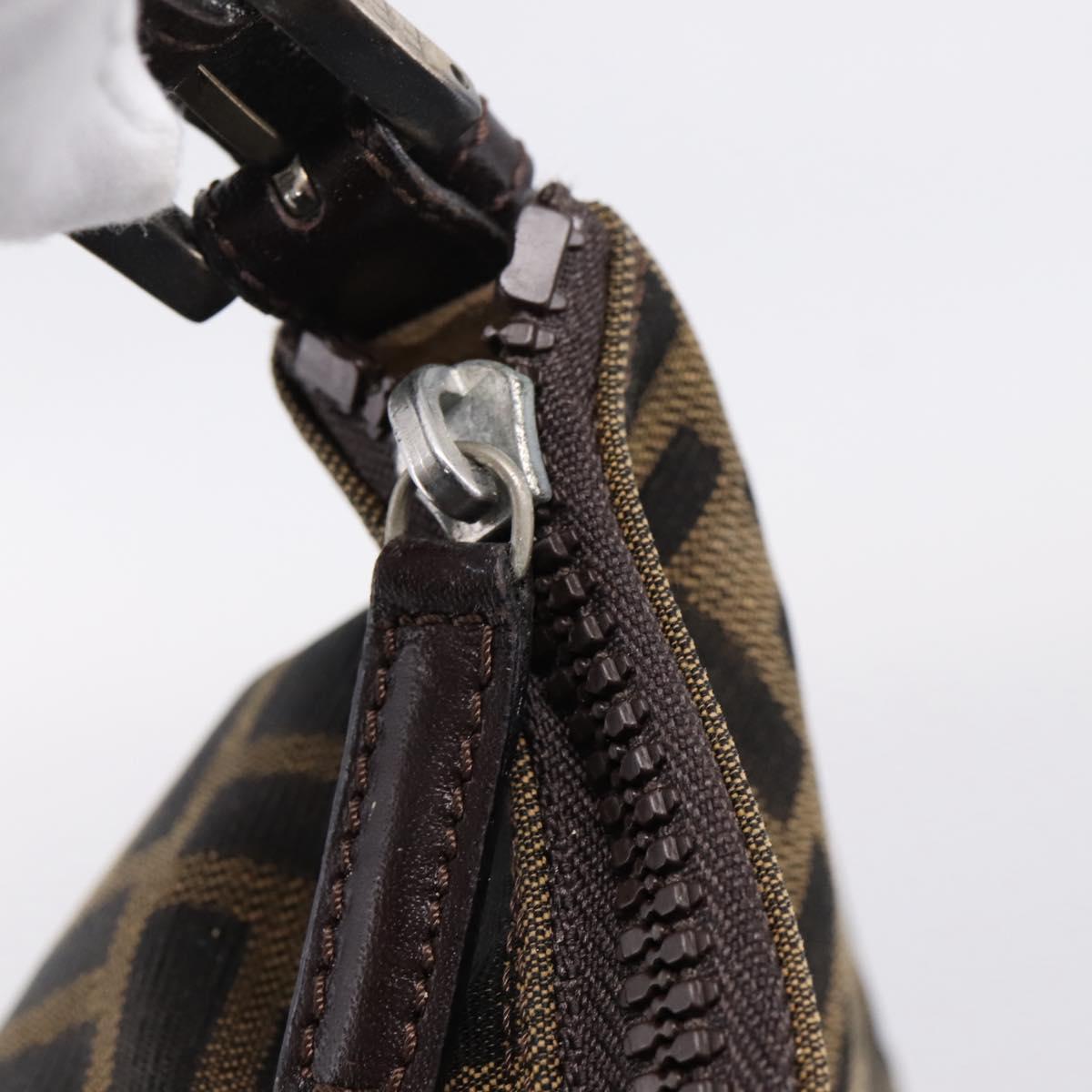 FENDI Zucca Canvas Hand Bag Black Brown Auth ep16858