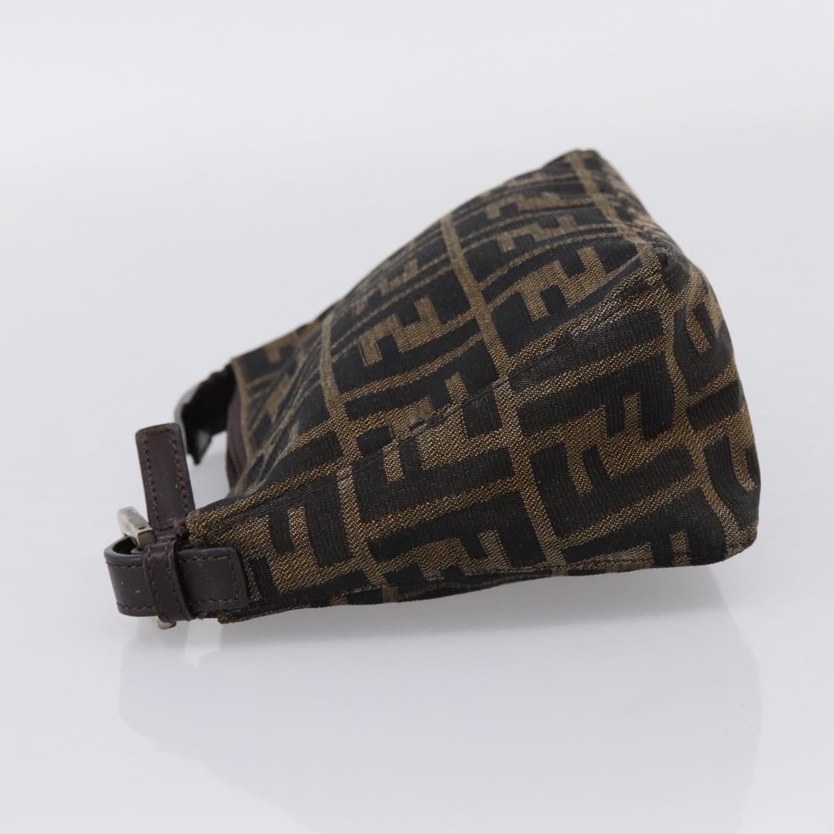FENDI Zucca Canvas Hand Bag Black Brown Auth ep16858