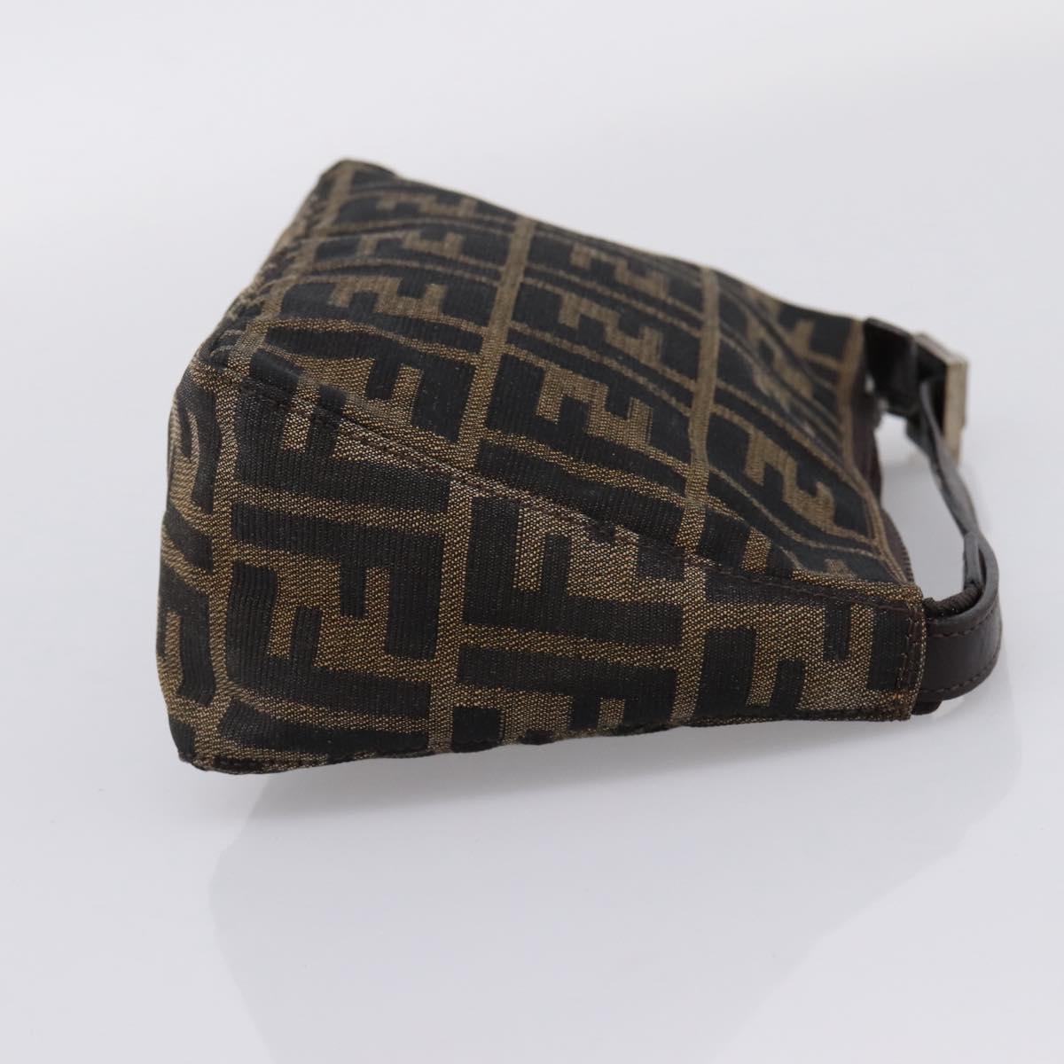 FENDI Zucca Canvas Hand Bag Black Brown Auth ep16858