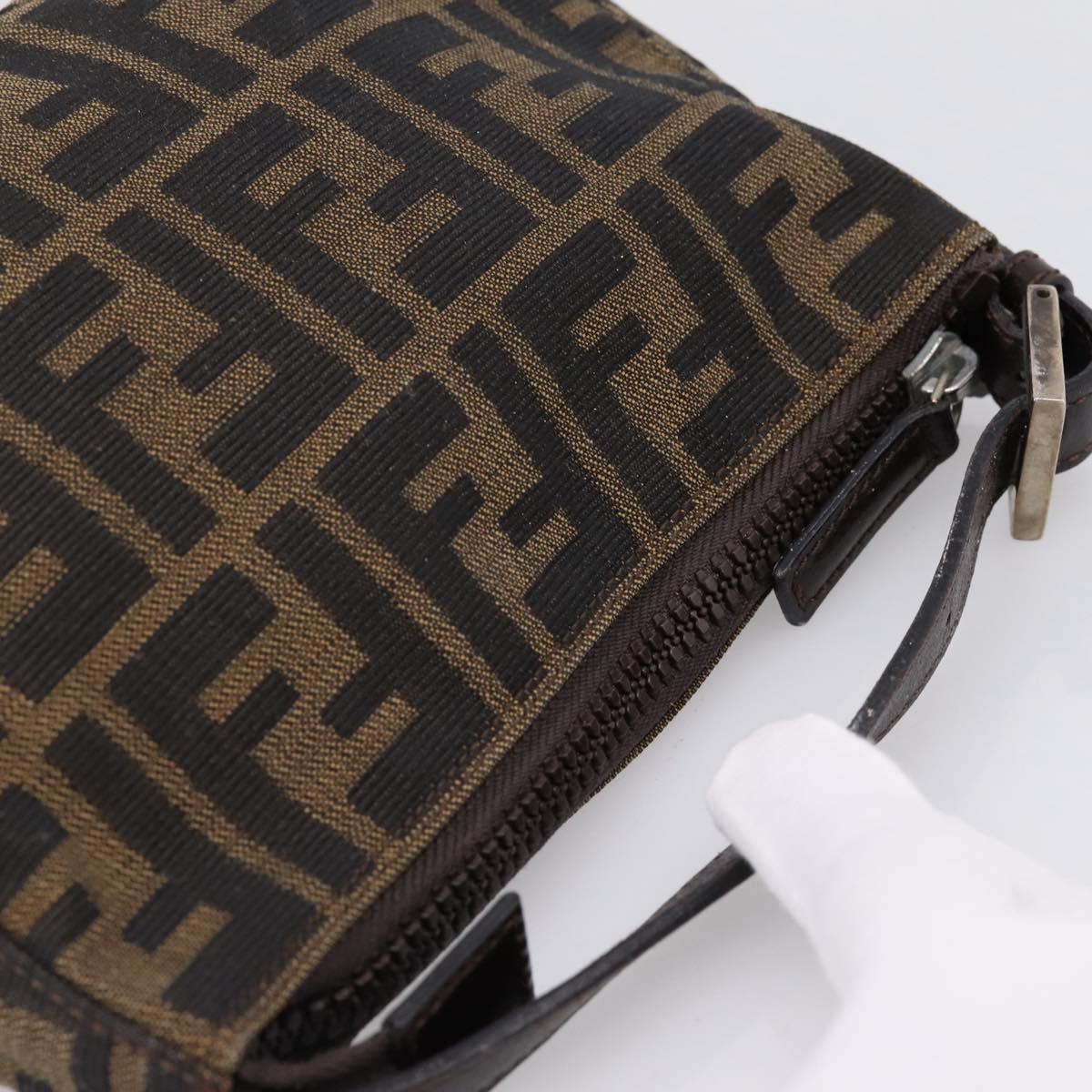 FENDI Zucca Canvas Hand Bag Black Brown Auth ep16858