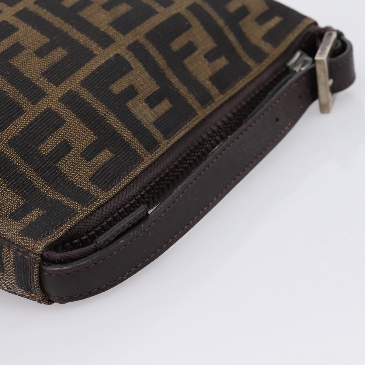FENDI Zucca Canvas Hand Bag Black Brown Auth ep16858