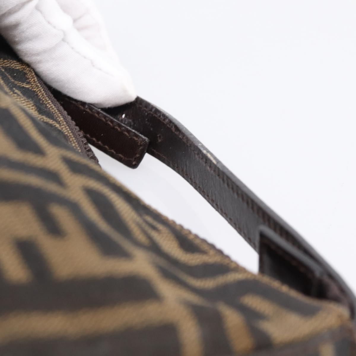 FENDI Zucca Canvas Hand Bag Black Brown Auth ep16858