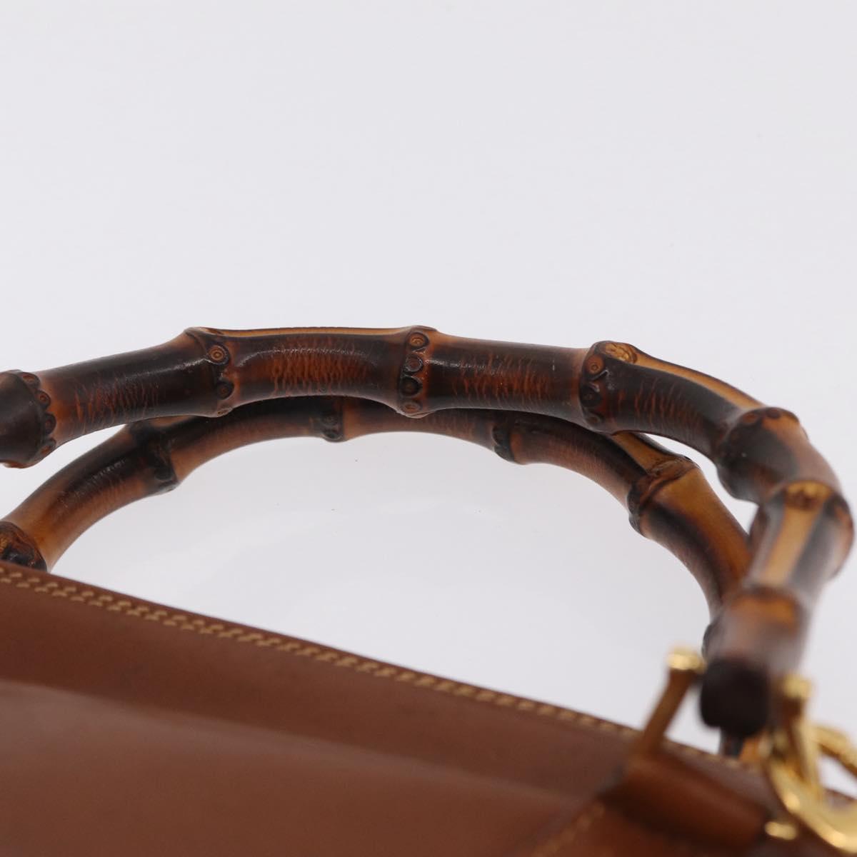 GUCCI Bamboo Hand Bag Leather 2way Brown Gold 000 3780 0290 Auth ep16872