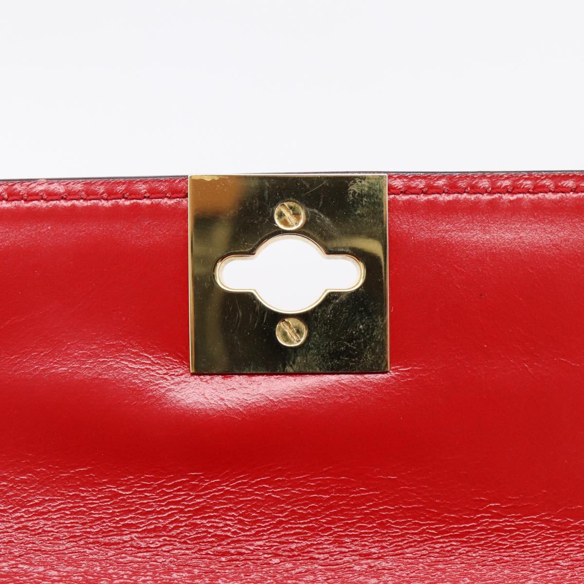 CELINE Hand Bag Leather 2way Red Gold Auth ep16885A