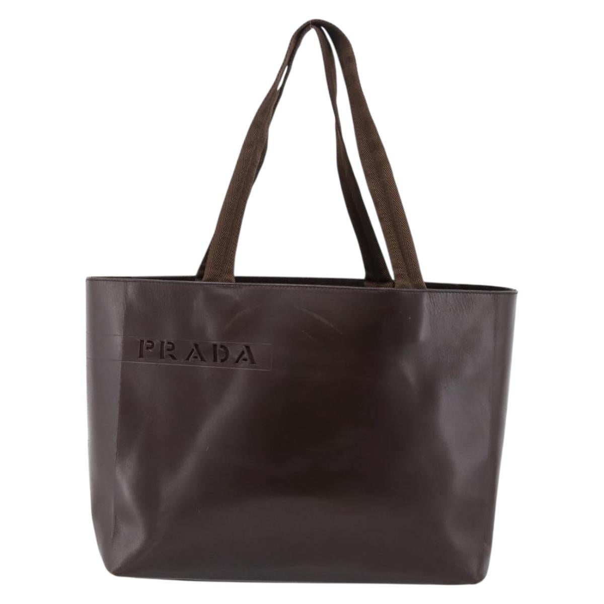 PRADA Tote Bag Leather Brown Auth ep16886