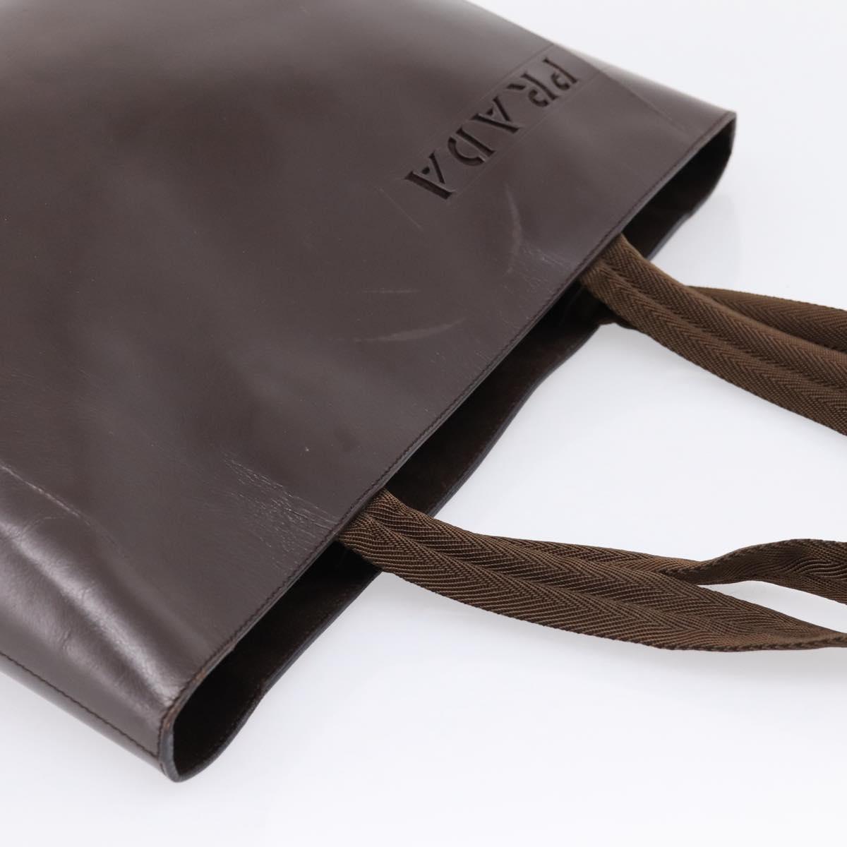 PRADA Tote Bag Leather Brown Auth ep16886