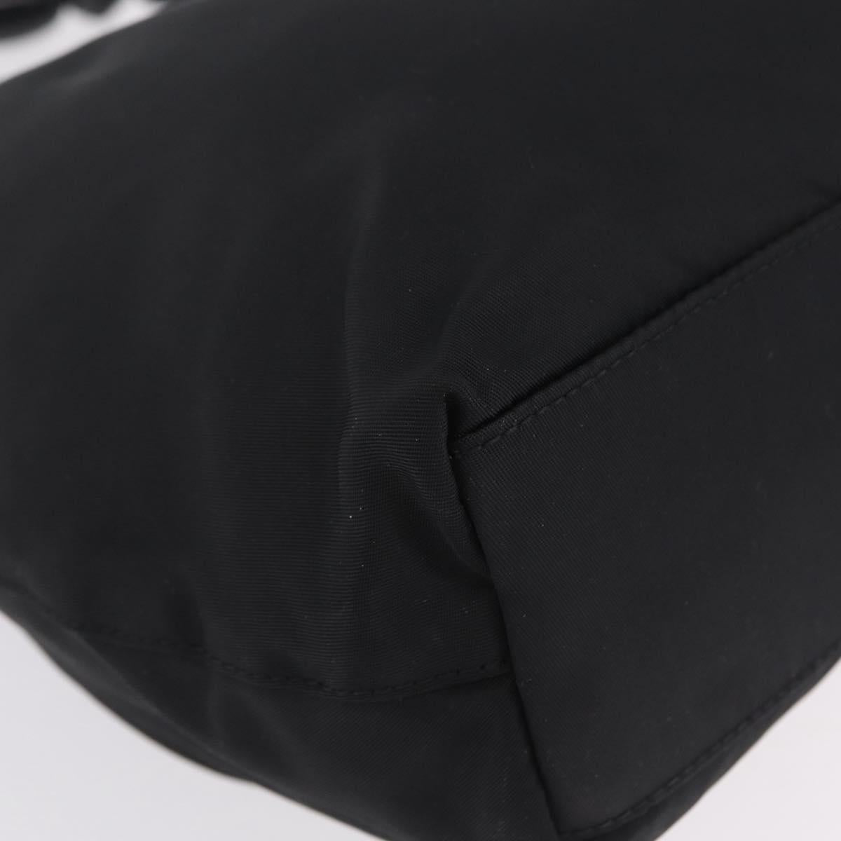 Christian Dior Maris Pearl Hand Bag Nylon Black Silver Auth ep16889