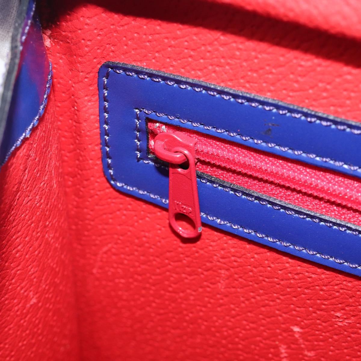 CELINE Hand Bag Patent Leather Blue Silver Auth ep16895
