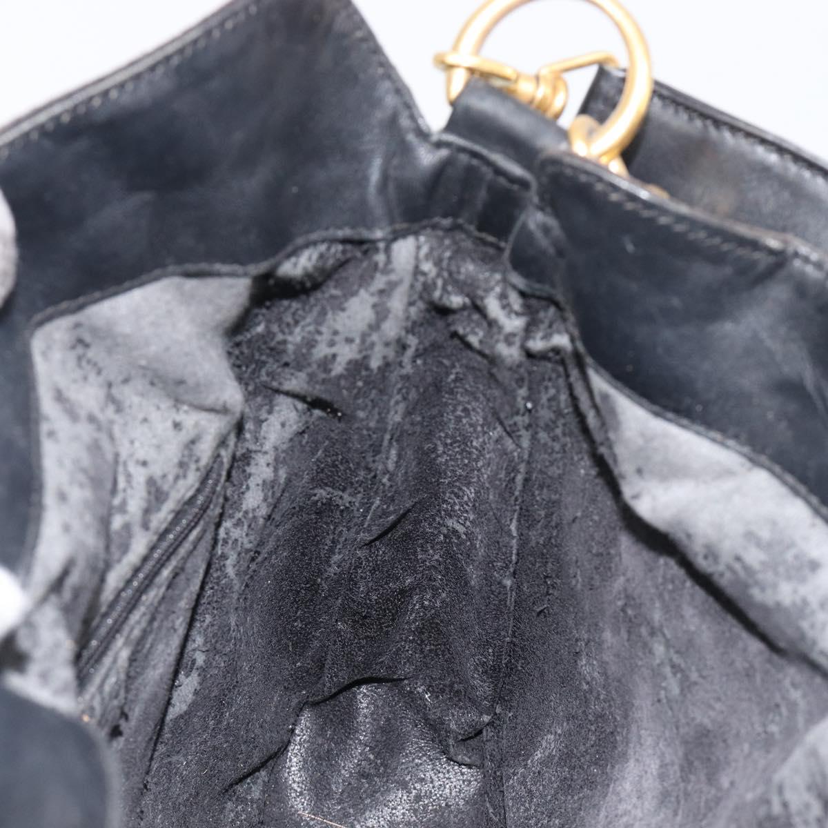 GUCCI Hand Bag Suede 2way Black Gold 001 1732 1638 Auth ep16913
