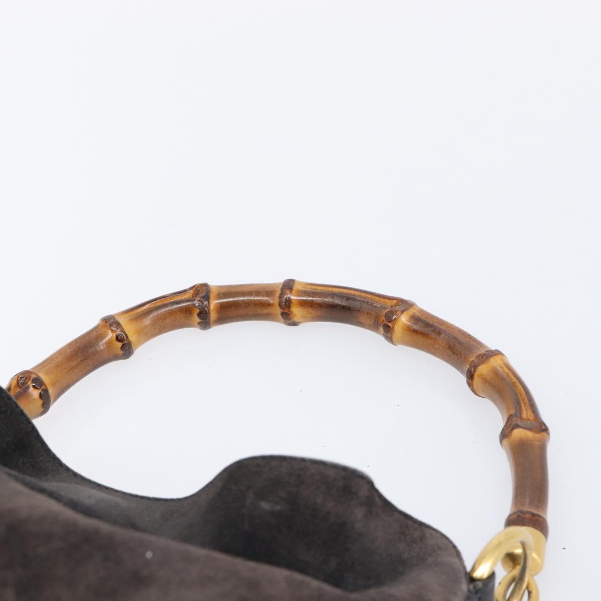 GUCCI Hand Bag Suede 2way Black Gold 001 1732 1638 Auth ep16913