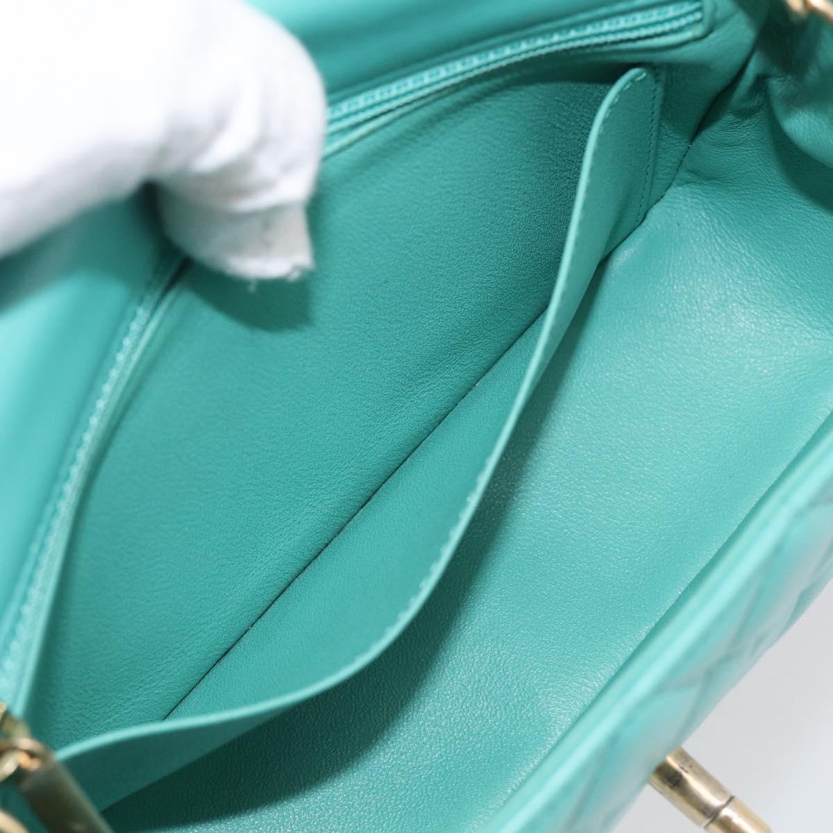 CHANEL Mini Matelasse 20 Chain Bag Lamb Skin Green Gold CC Auth ep16926SAM