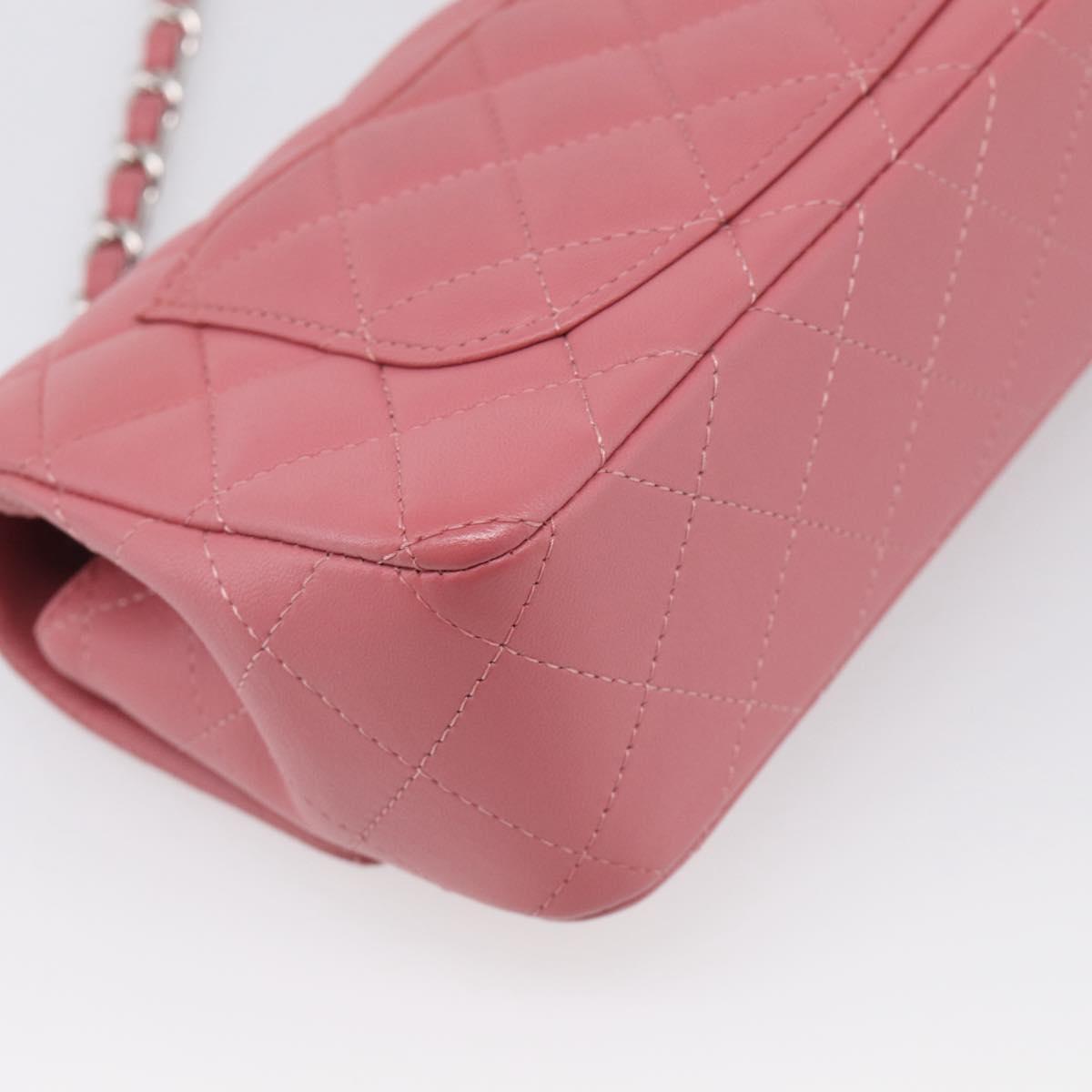 CHANEL Mini Matelasse 20 Chain Bag Lamb Skin Pink Silver CC Auth ep16927SAM
