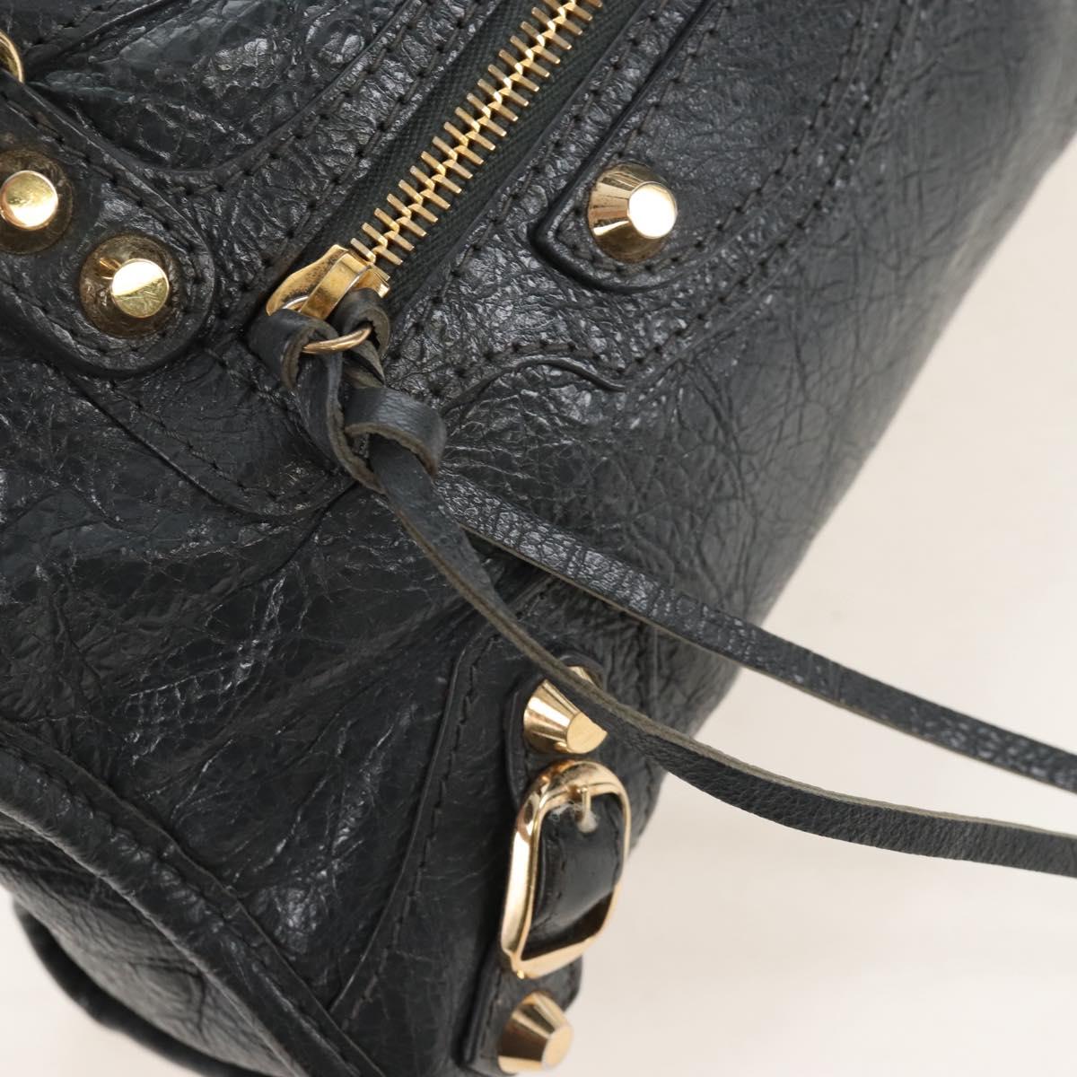 Balenciaga Classic Mini City Hand Bag Leather Gold Gray 300295 Auth ep16932M