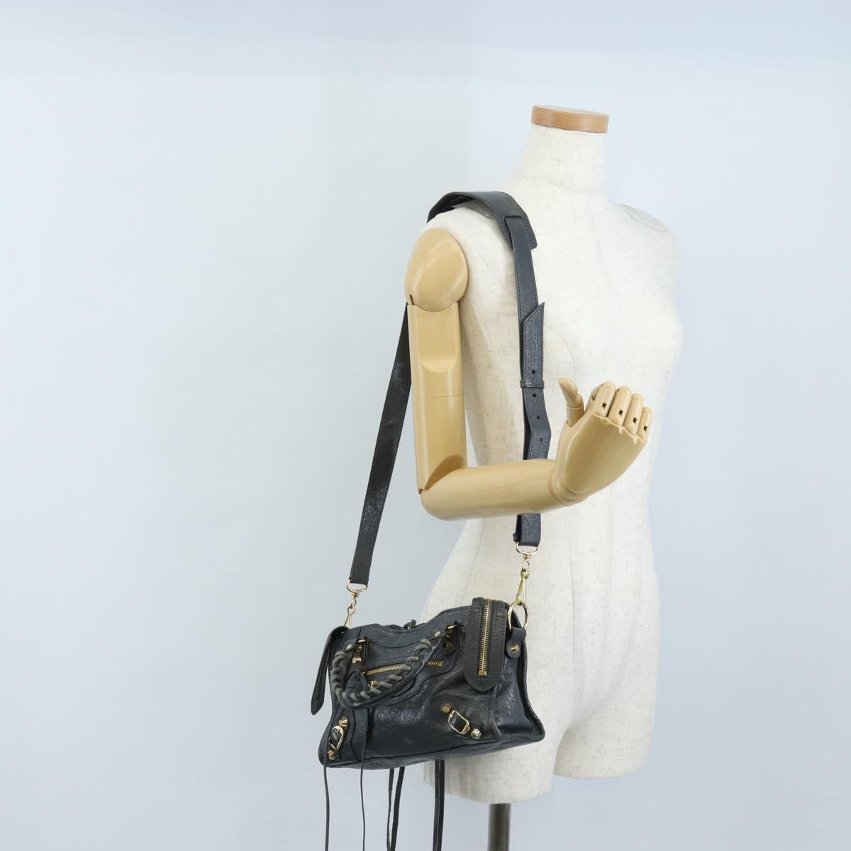 Balenciaga Classic Mini City Hand Bag Leather Gold Gray 300295 Auth ep16932M