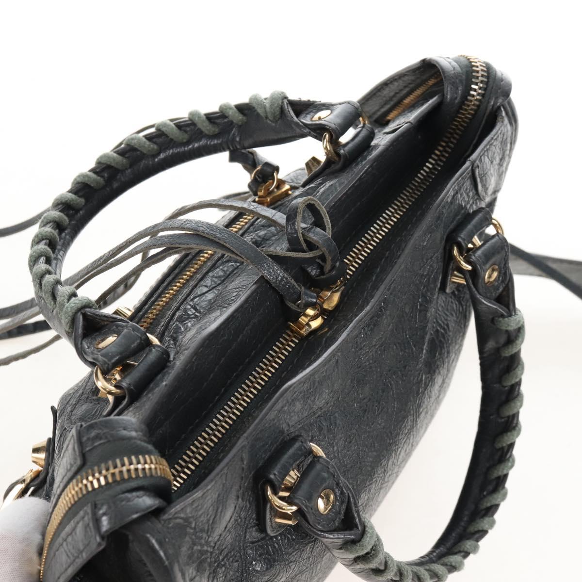 Balenciaga Classic Mini City Hand Bag Leather Gold Gray 300295 Auth ep16932M