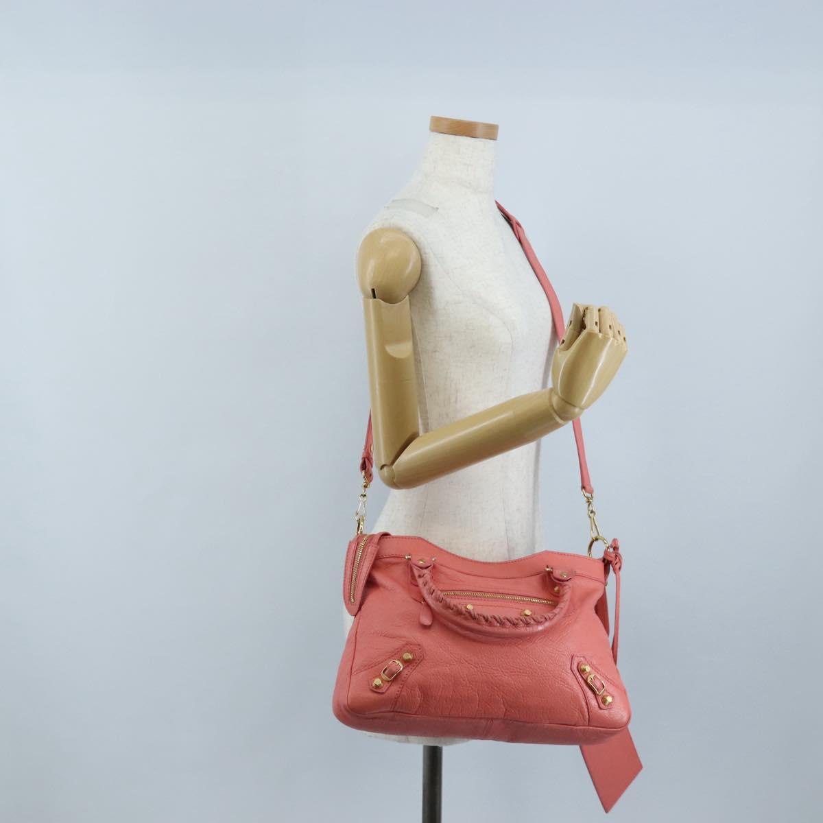 Balenciaga The Giant Town Hand Bag Leather 2way Pink Gold 285434 Auth ep16933M