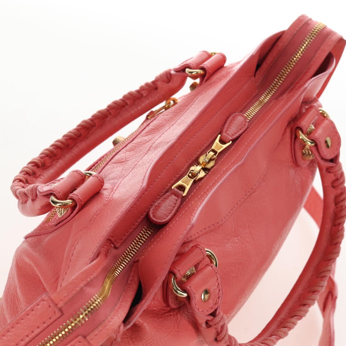 Balenciaga The Giant Town Hand Bag Leather 2way Pink Gold 285434 Auth ep16933M