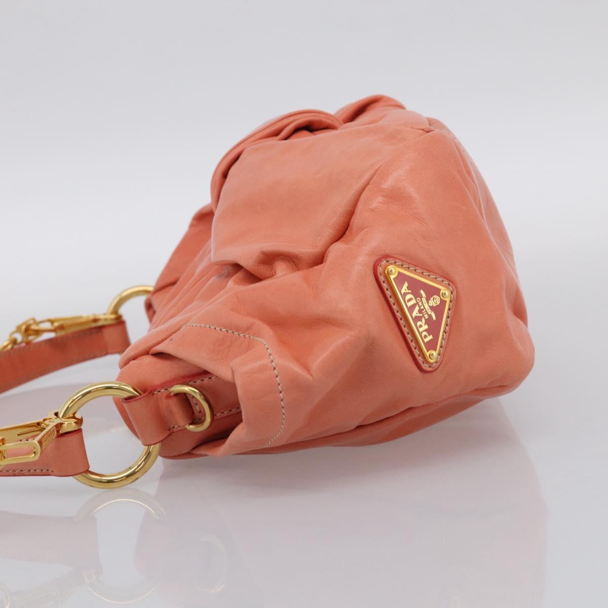 PRADA Hand Bag Leather 2way Pink Gold Tone Auth ep16936V
