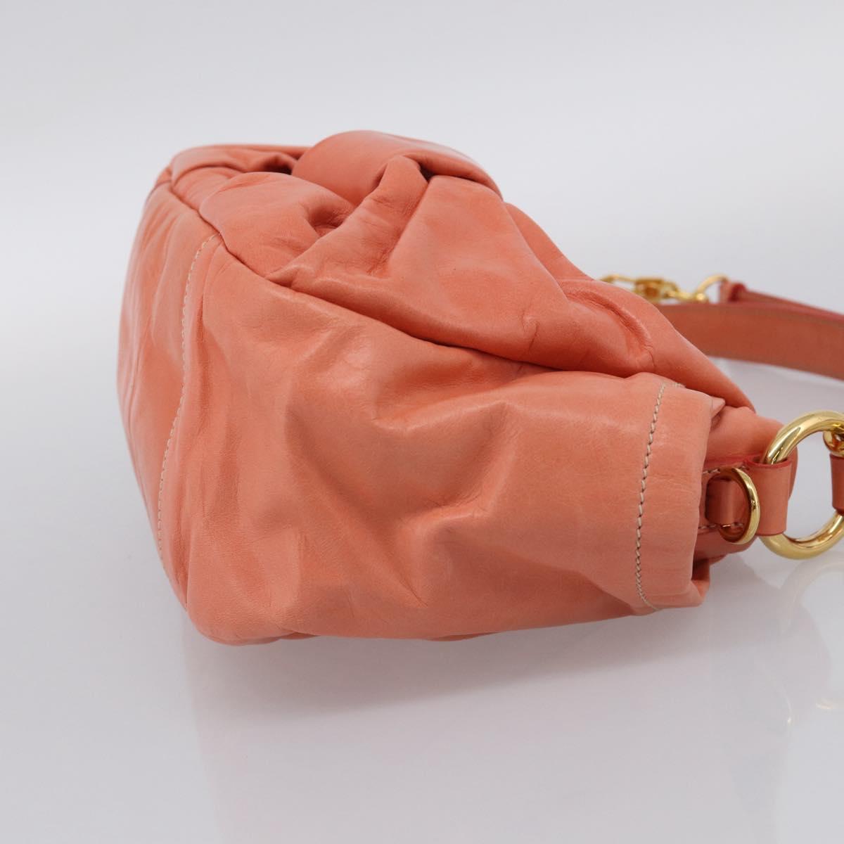 PRADA Hand Bag Leather 2way Pink Gold Tone Auth ep16936V