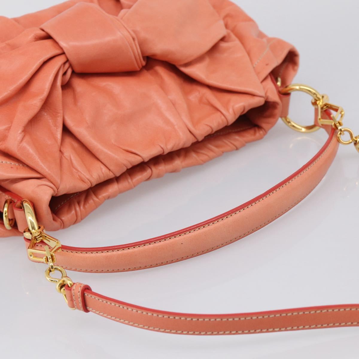 PRADA Hand Bag Leather 2way Pink Gold Tone Auth ep16936V