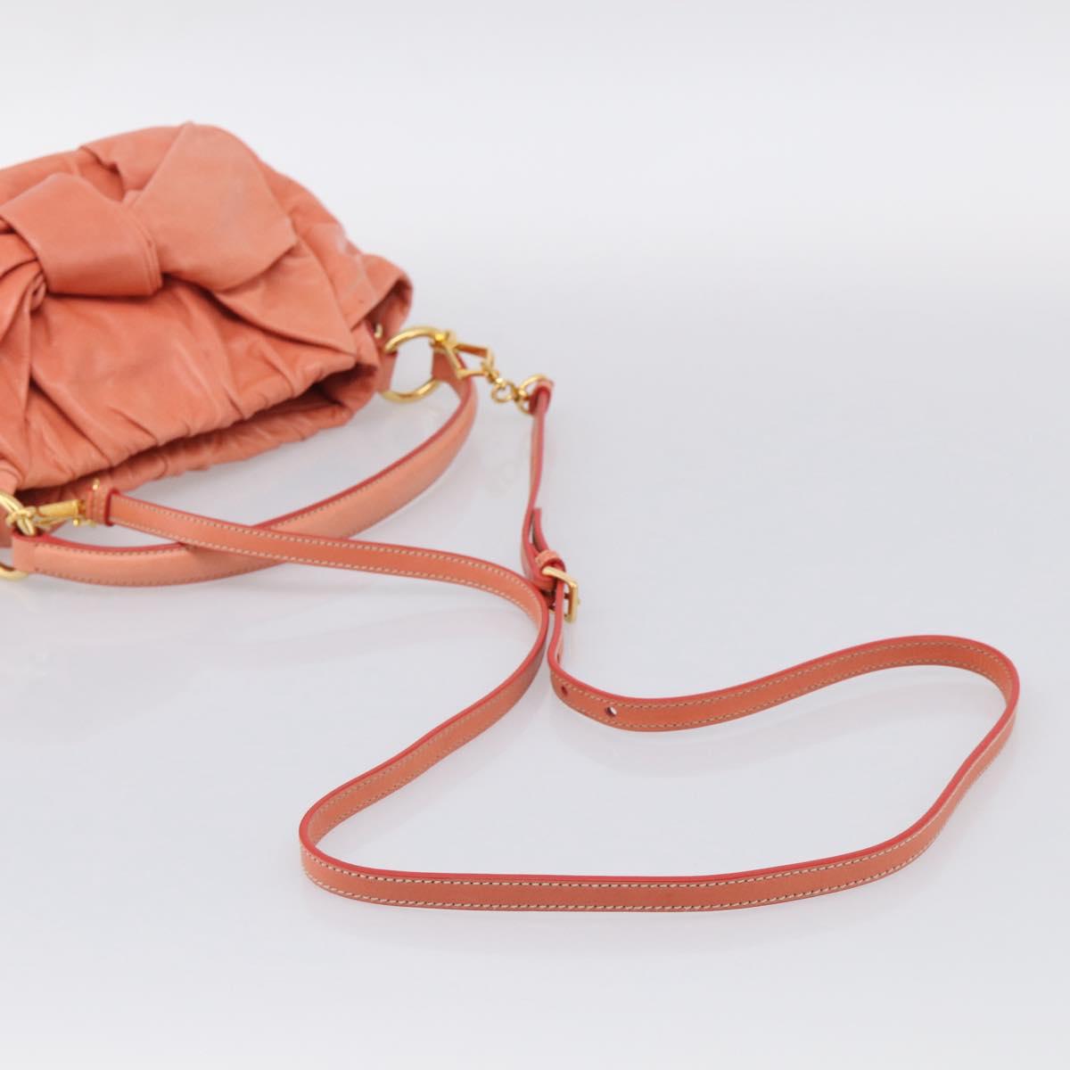PRADA Hand Bag Leather 2way Pink Gold Tone Auth ep16936V