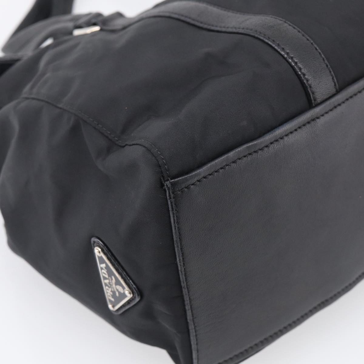 PRADA Hand Bag Nylon Black Silver Auth ep16937V