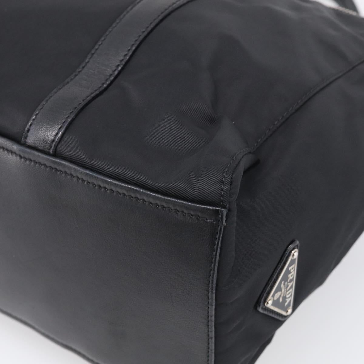PRADA Hand Bag Nylon Black Silver Auth ep16937V