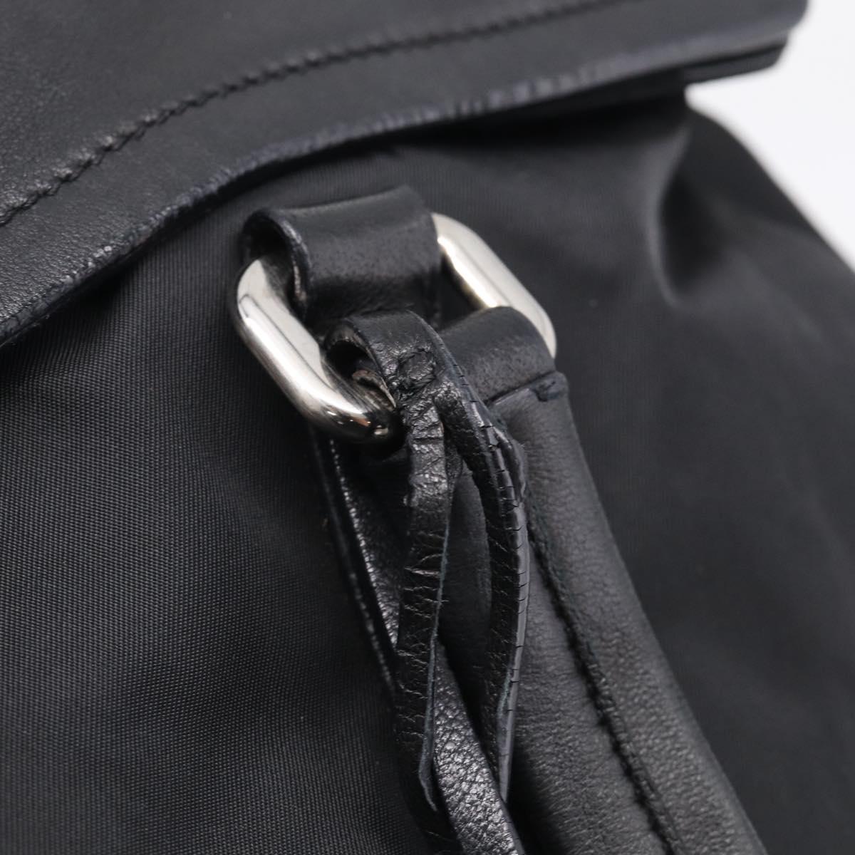 PRADA Hand Bag Nylon Black Silver Auth ep16937V