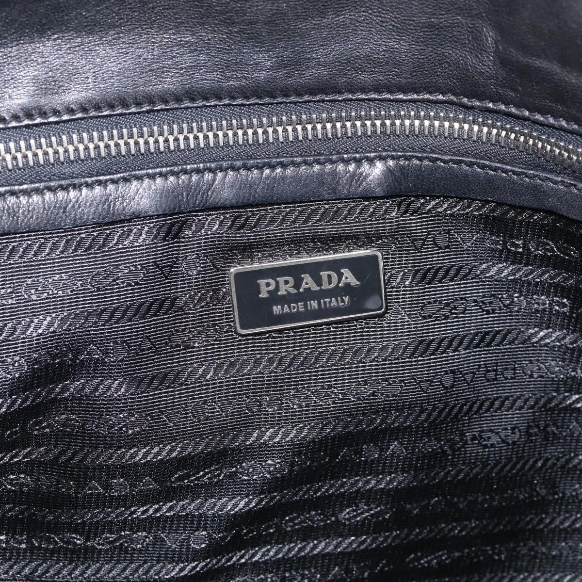 PRADA Hand Bag Nylon Black Silver Auth ep16937V