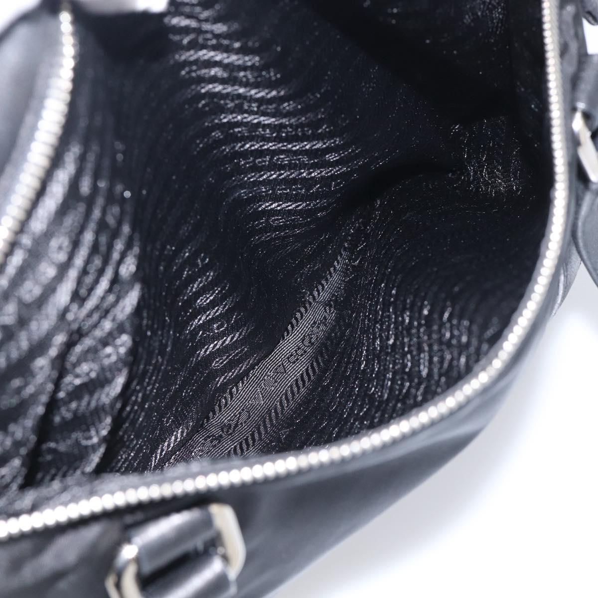 PRADA Hand Bag Nylon Black Silver Auth ep16937V