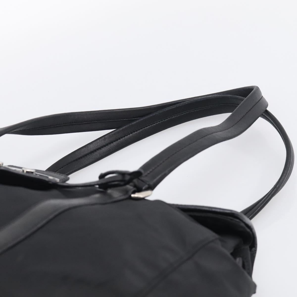PRADA Hand Bag Nylon Black Silver Auth ep16937V