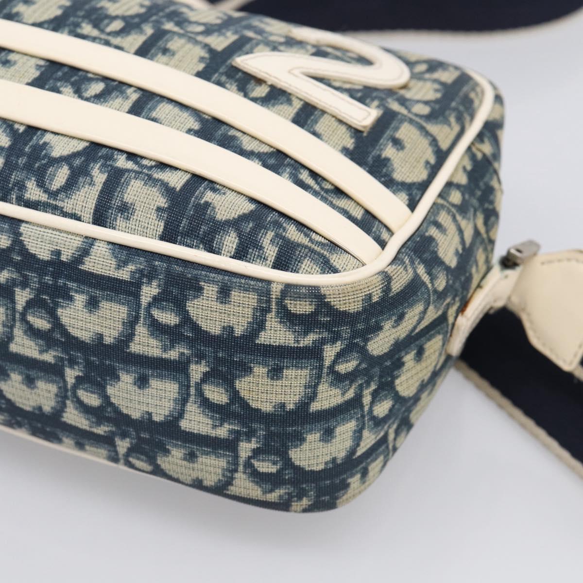 Christian Dior Trotter Shoulder Bag PVC Blue Silver Auth ep16942