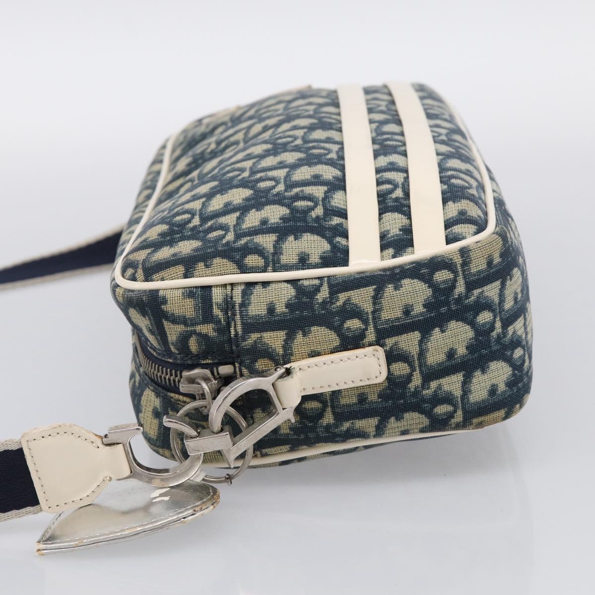 Christian Dior Trotter Shoulder Bag PVC Blue Silver Auth ep16942