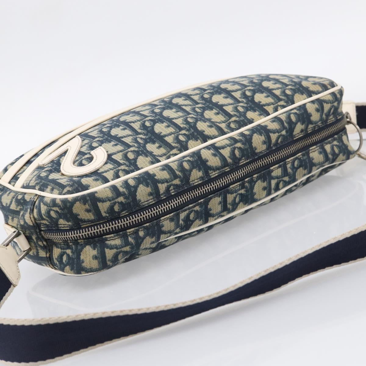Christian Dior Trotter Shoulder Bag PVC Blue Silver Auth ep16942