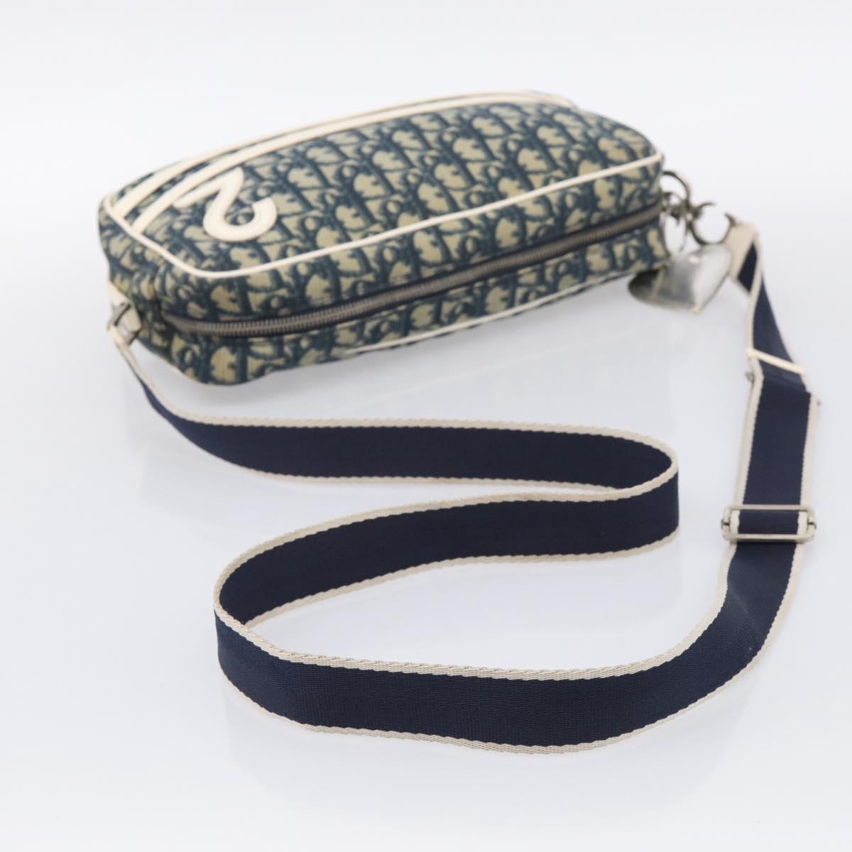 Christian Dior Trotter Shoulder Bag PVC Blue Silver Auth ep16942