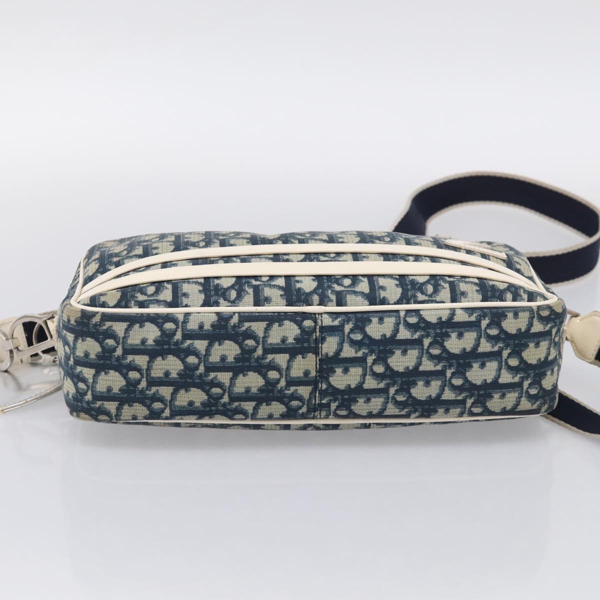 Christian Dior Trotter Shoulder Bag PVC Blue Silver Auth ep16942