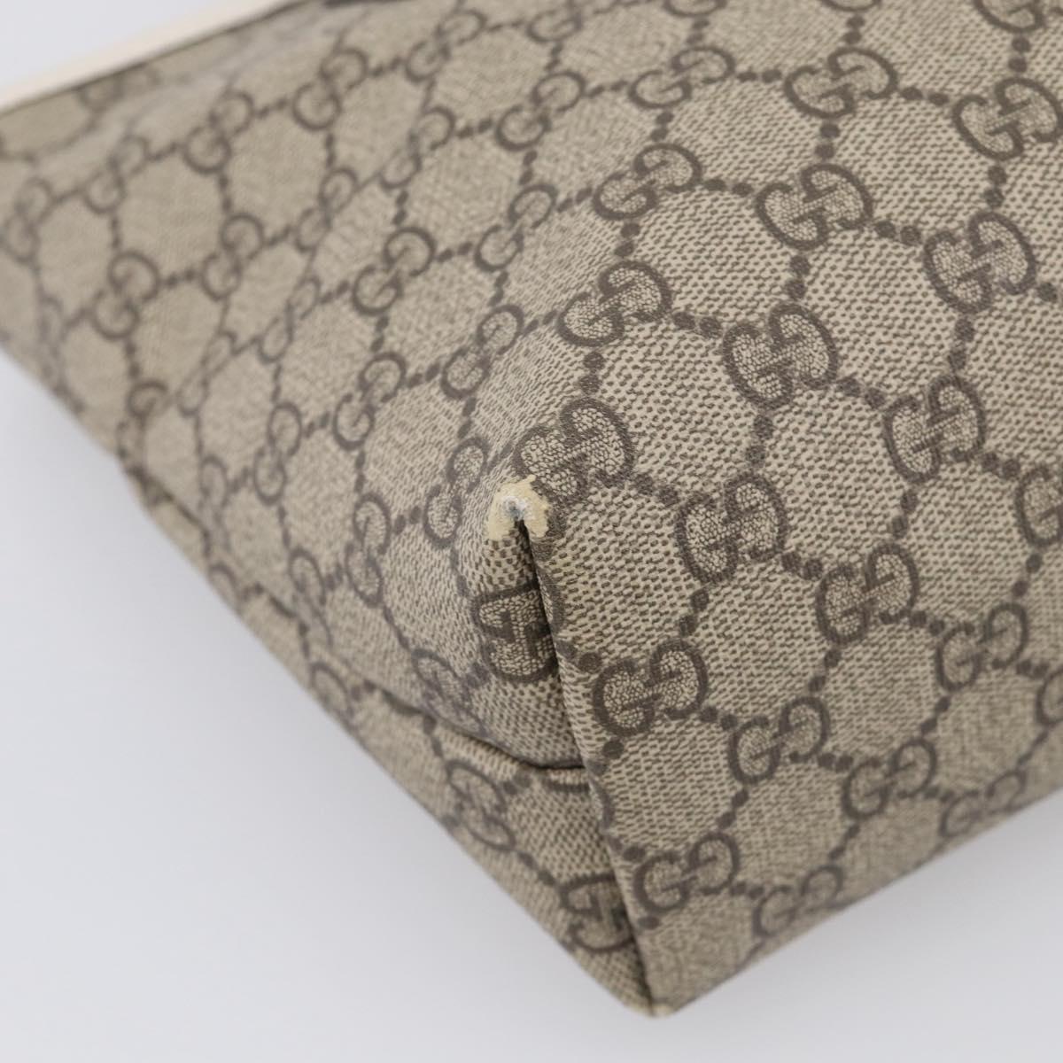 GUCCI GG Supreme Tote Bag PVC Beige Silver 211138 Auth ep16943