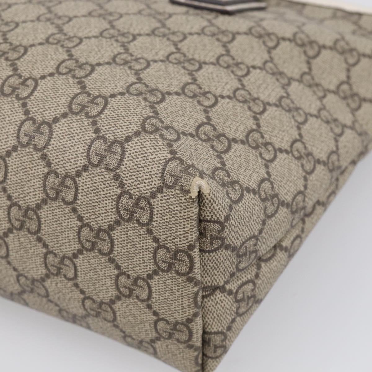 GUCCI GG Supreme Tote Bag PVC Beige Silver 211138 Auth ep16943