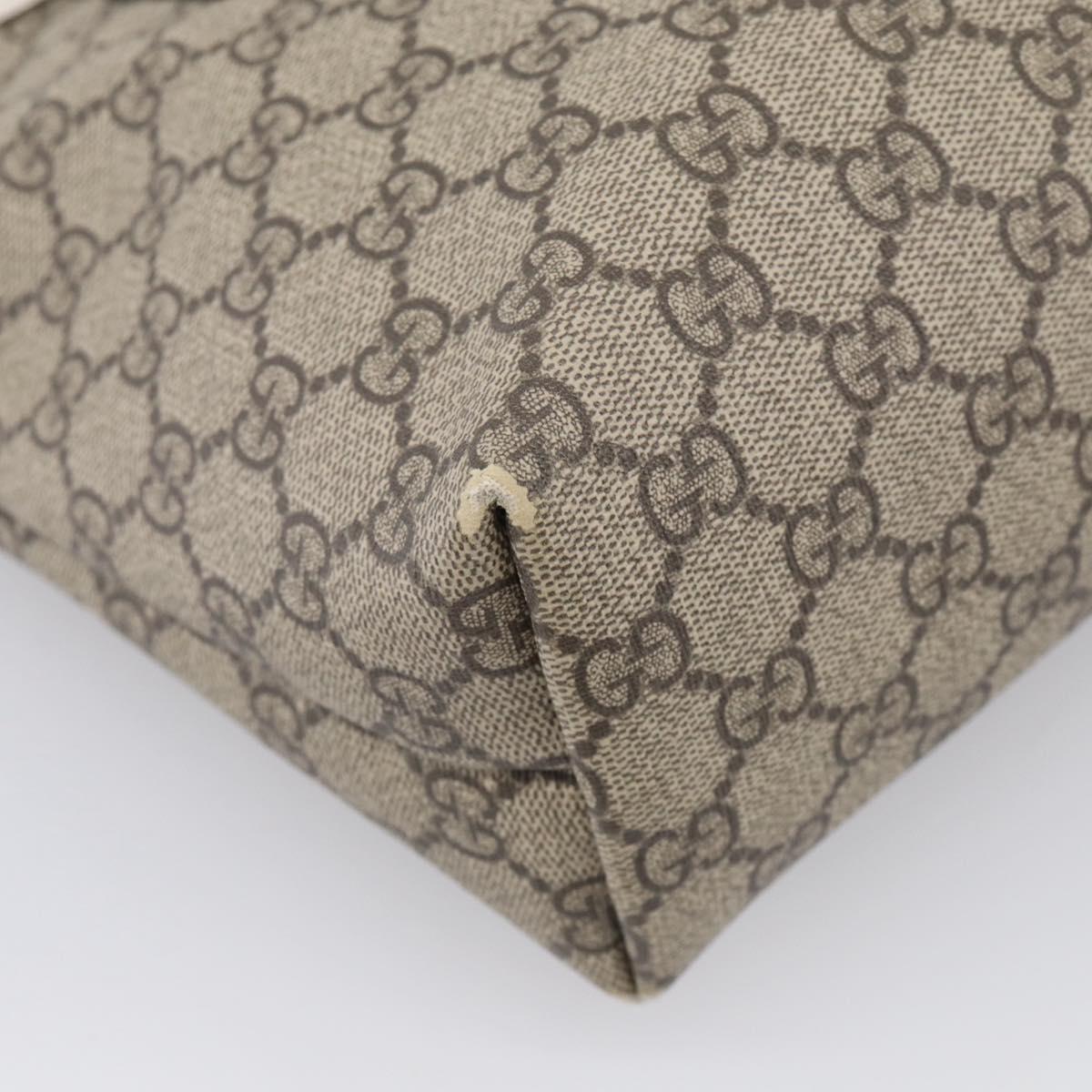GUCCI GG Supreme Tote Bag PVC Beige Silver 211138 Auth ep16943