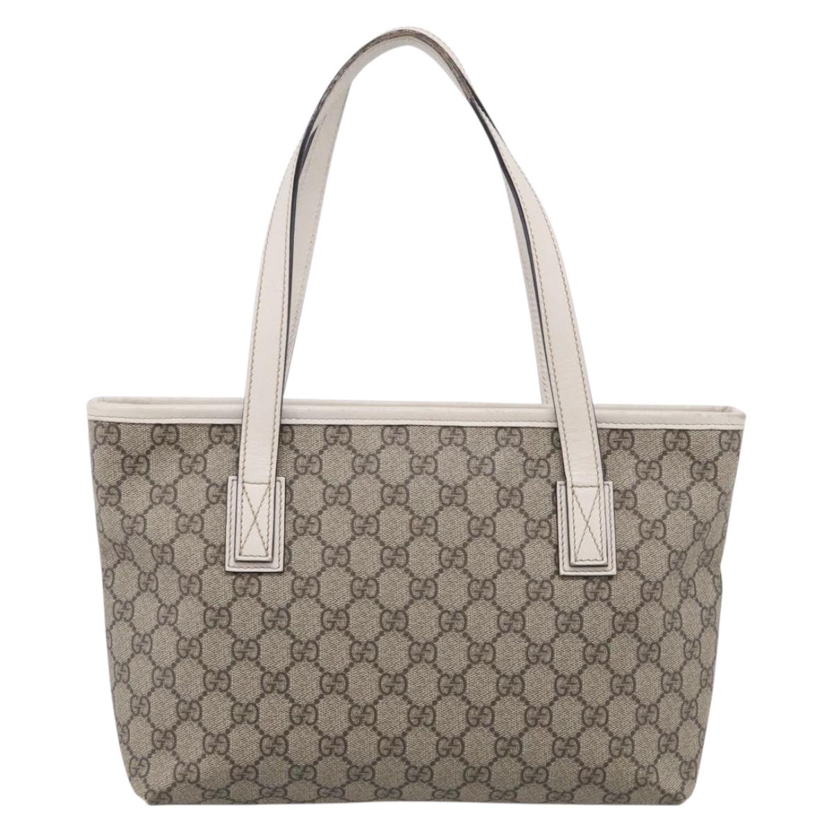 GUCCI GG Supreme Tote Bag PVC Beige Silver 211138 Auth ep16943