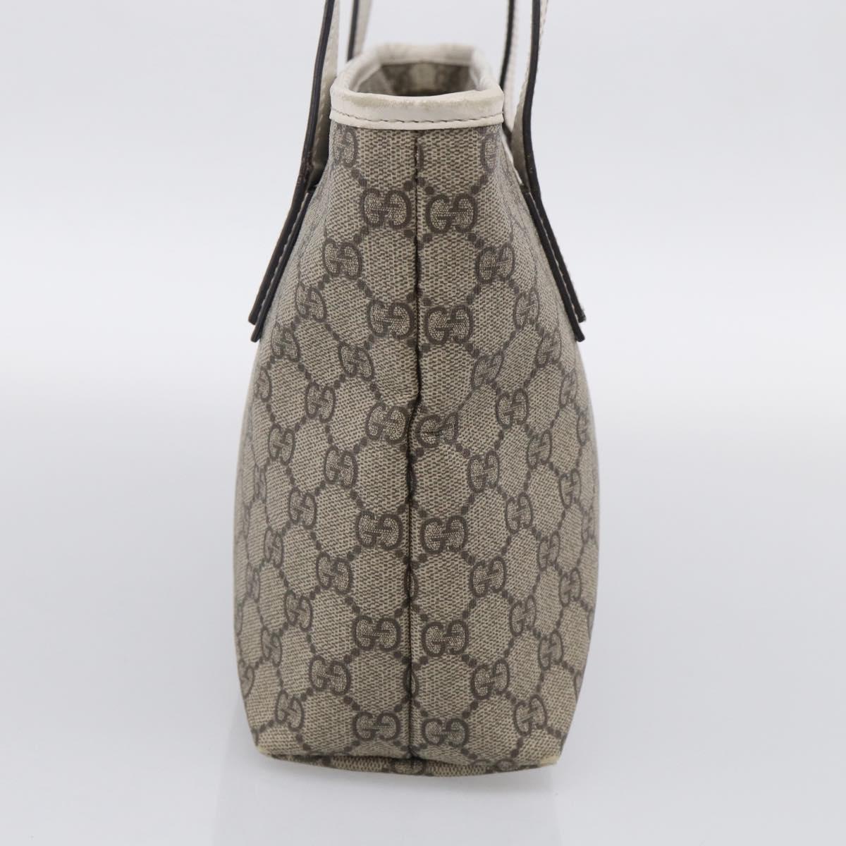 GUCCI GG Supreme Tote Bag PVC Beige Silver 211138 Auth ep16943
