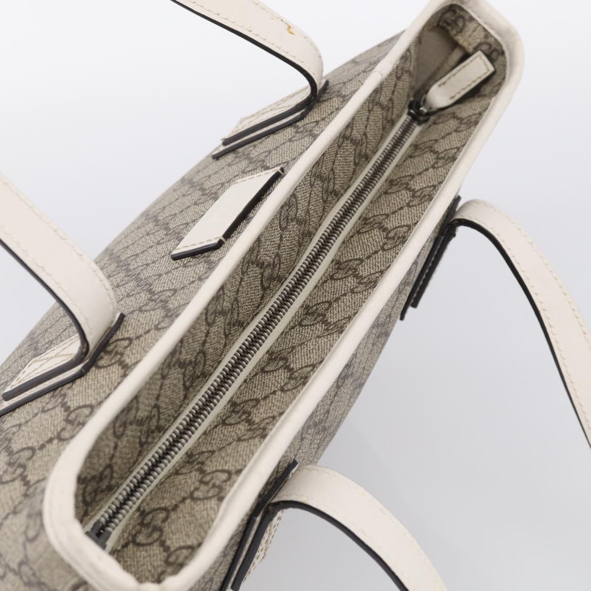 GUCCI GG Supreme Tote Bag PVC Beige Silver 211138 Auth ep16943