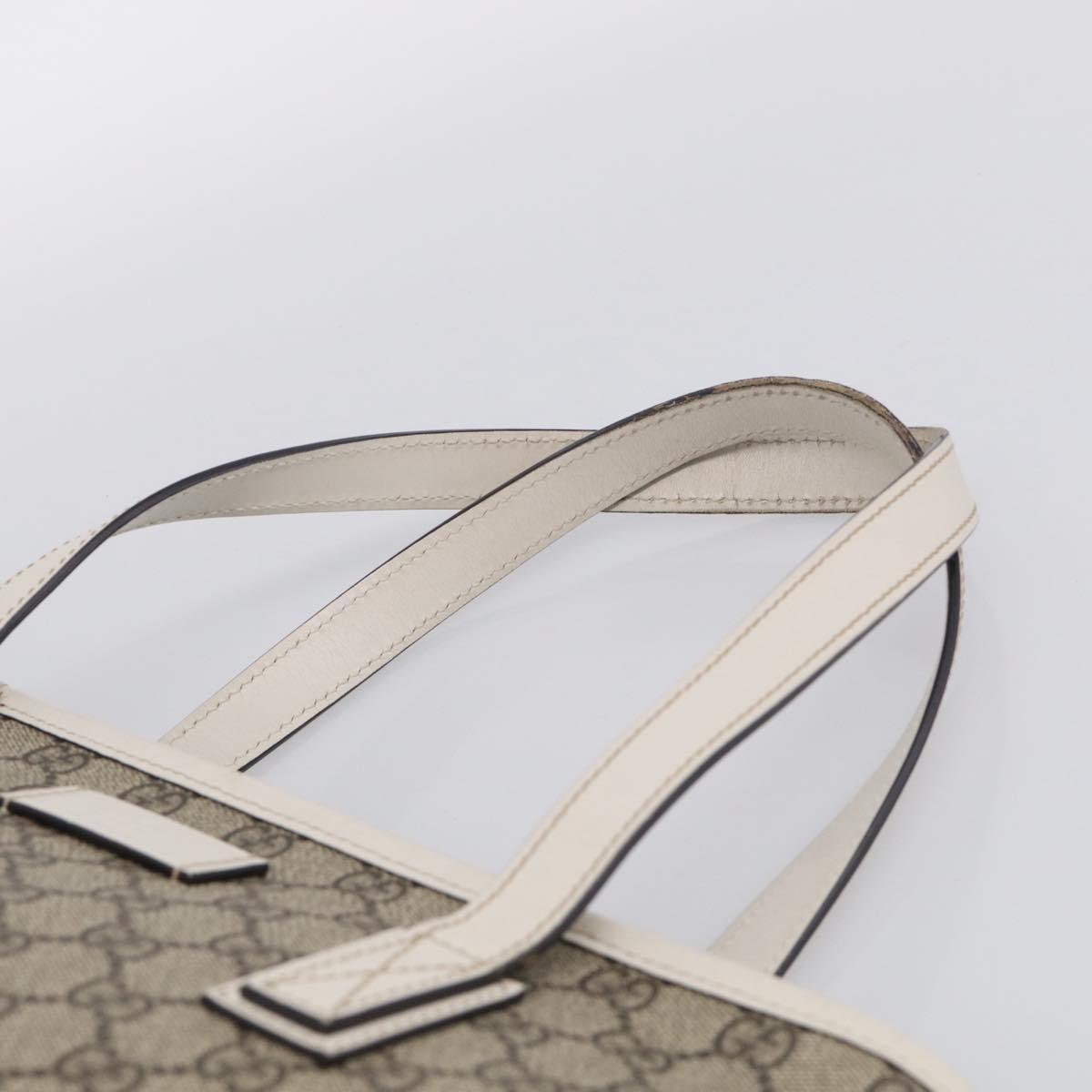 GUCCI GG Supreme Tote Bag PVC Beige Silver 211138 Auth ep16943