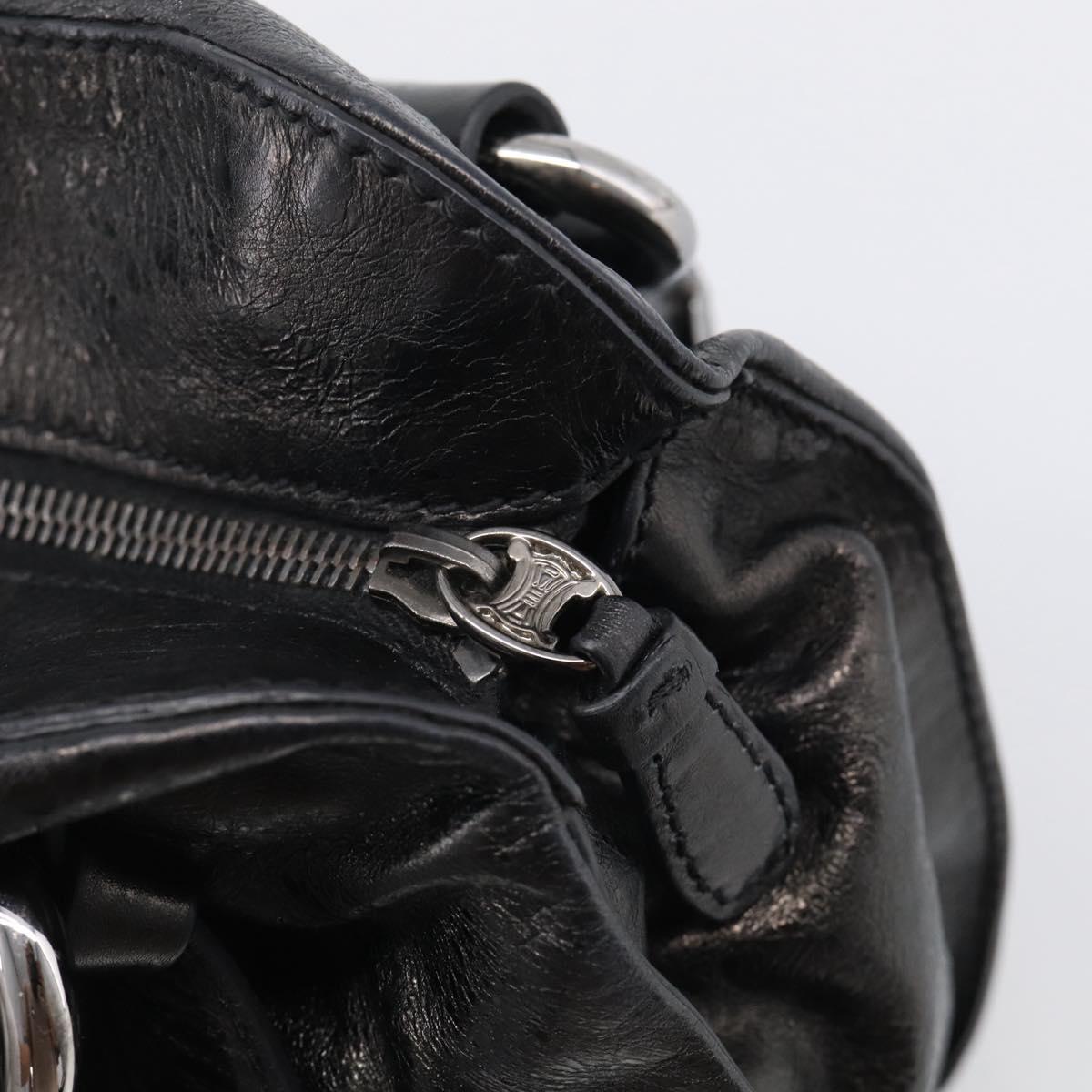 CELINE Bitter Sweet Hand Bag Leather Black Silver Auth ep16944A