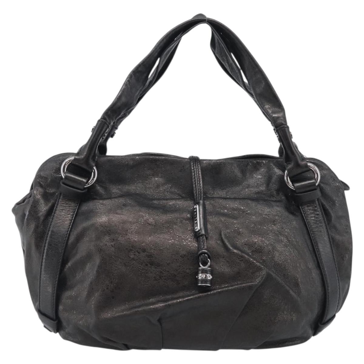 CELINE Bitter Sweet Hand Bag Leather Black Silver Auth ep16944A