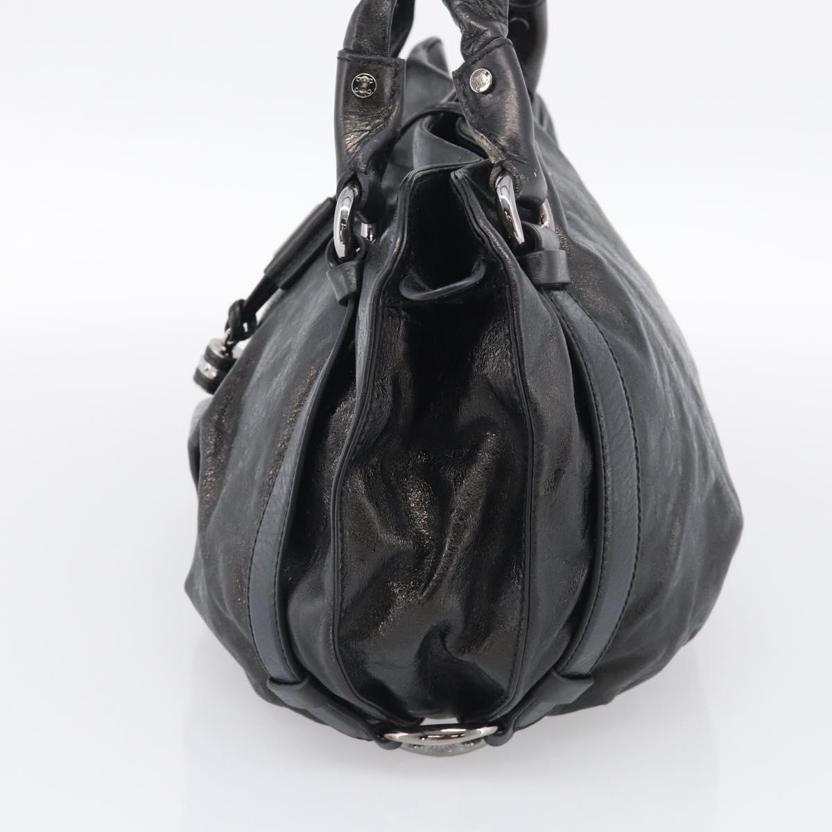 CELINE Bitter Sweet Hand Bag Leather Black Silver Auth ep16944A