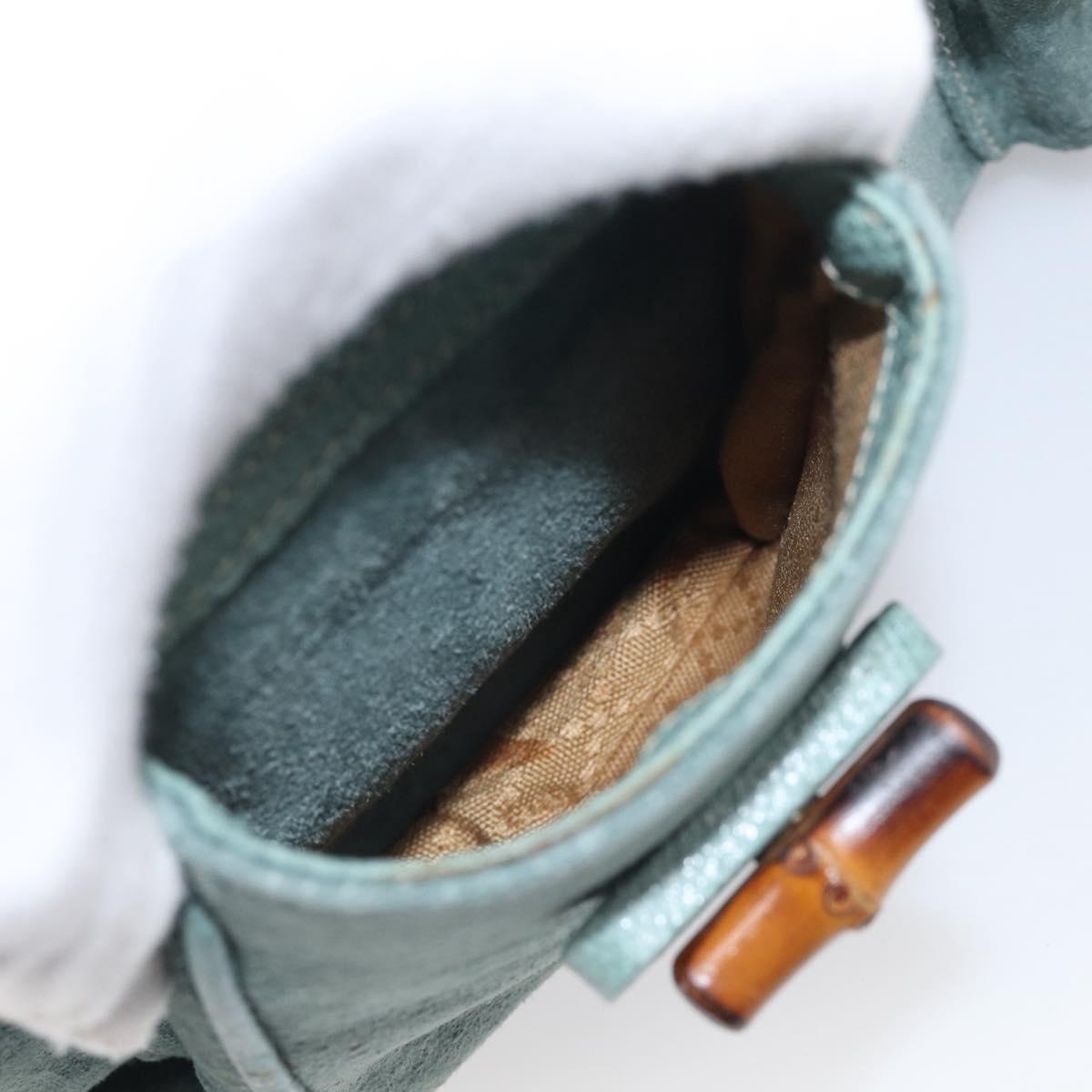 GUCCI Bamboo Backpack Suede Green Gold Tone 003 2058 0016 Auth ep16946