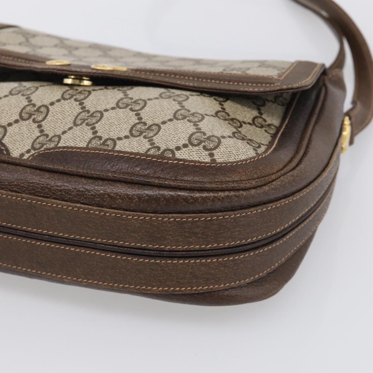 GUCCI GG Supreme Shoulder Bag PVC Beige Gold Tone Auth ep16947